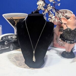 925 Sterling Silver Chain With Swirl CZ Zirconia Pendant - NEW